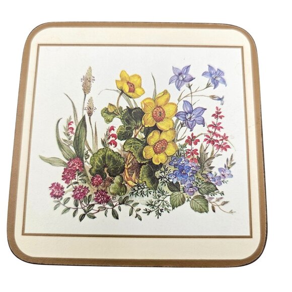 Pimpernel Meadow Flowers Cork Backed Coasters Set Of 6 England - Picture 4 of 12
